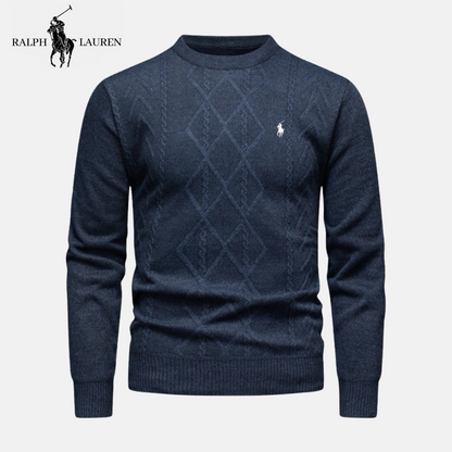 R&L Pull Héritage en Laine Mérinos à Col Rond en Maille Torsadée