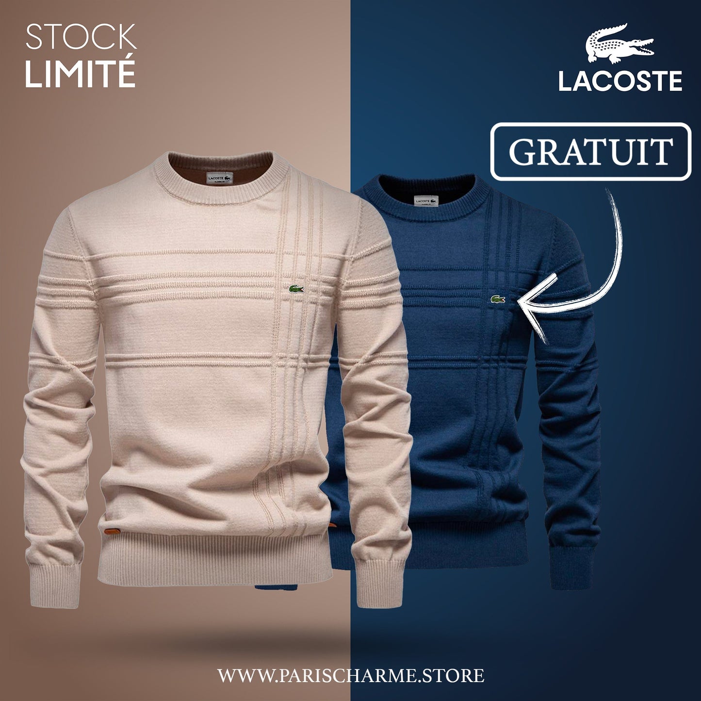 Pull Homme Texturé LC® 1+1 (DÉSTOCKAGE)