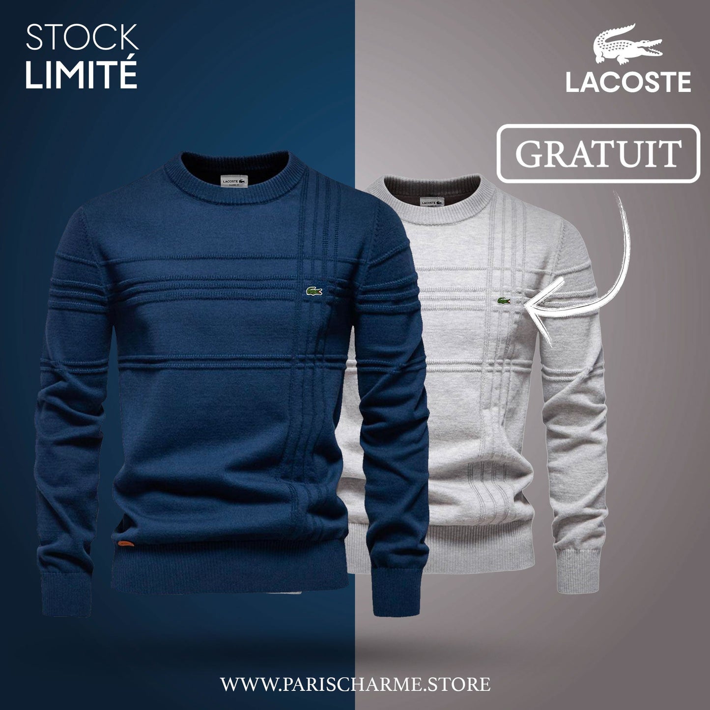 Pull Homme Texturé LC® 1+1 (DÉSTOCKAGE)
